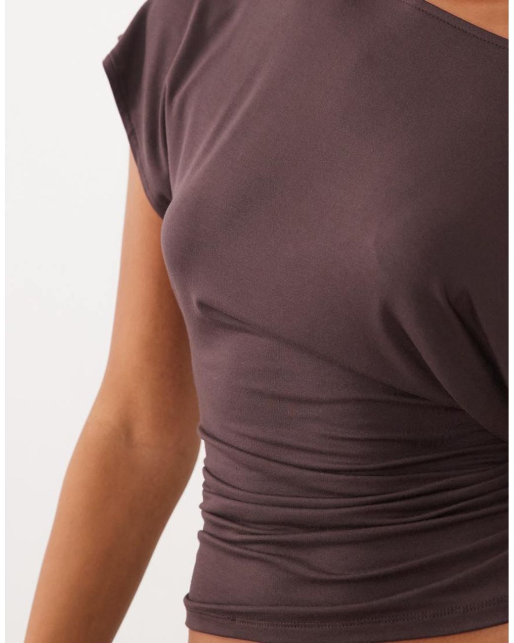 Gina Tricot Brown Short Sleeve Cinche Lounge Top Co-ord