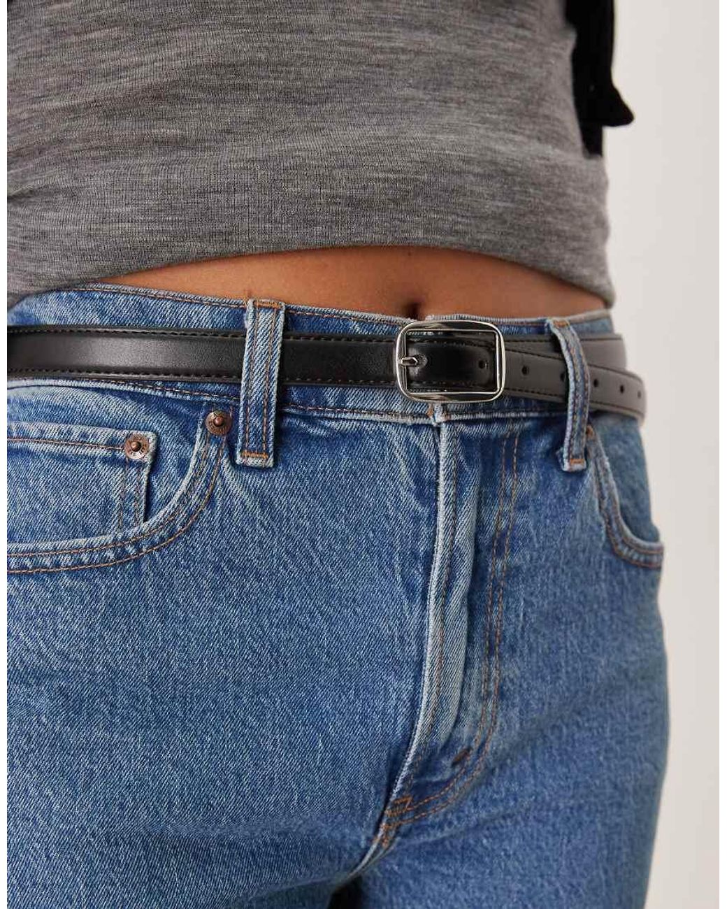 Gina Tricot Blue Belt With Silver Buckle