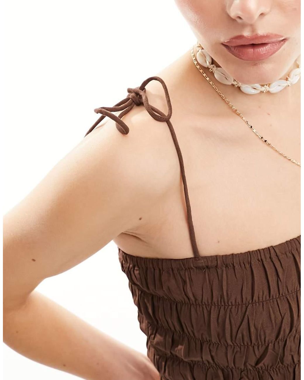 esmé studios Natural Esmee Shirred Beach Crop Top