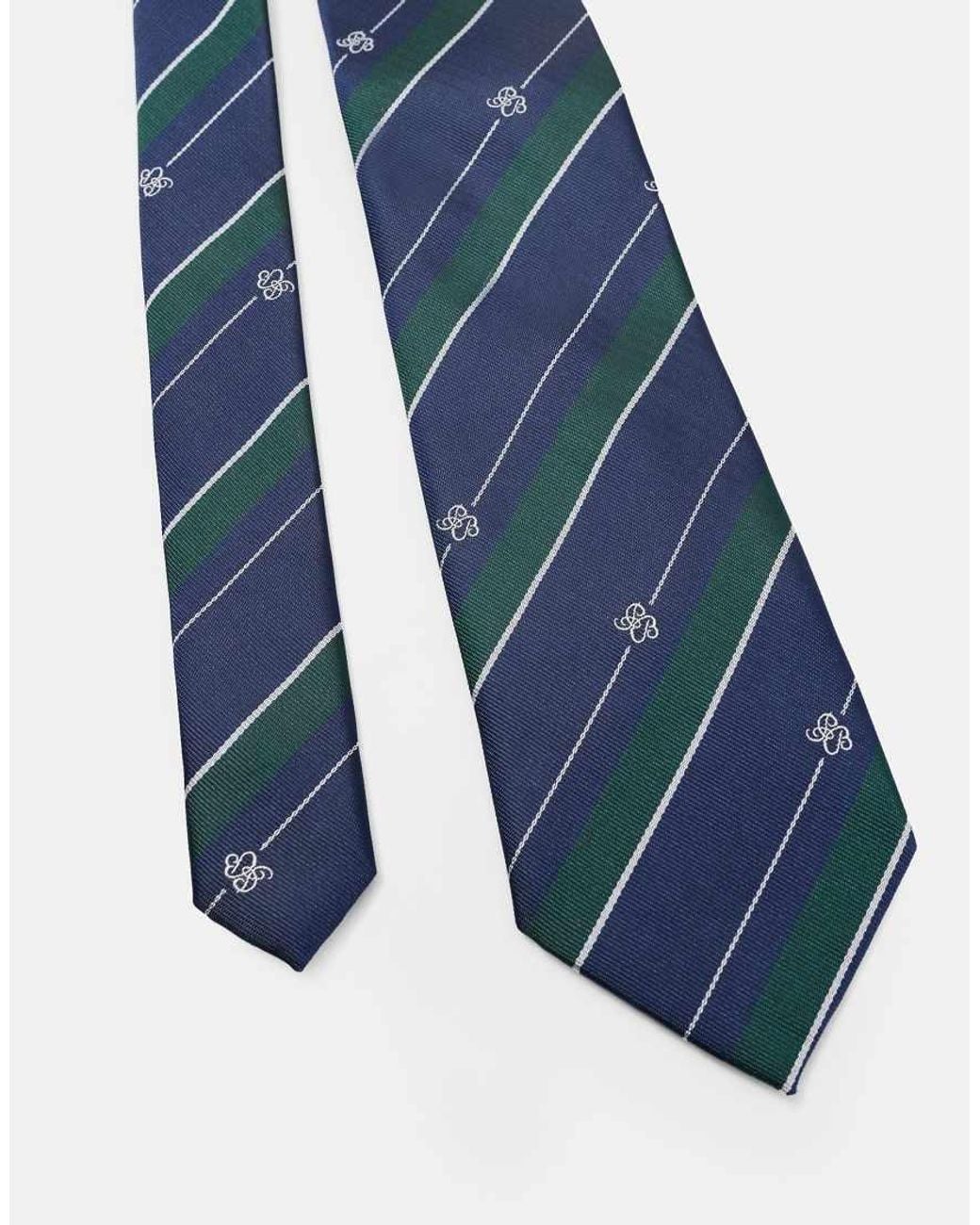 Pull&Bear Blue Striped Tie for men