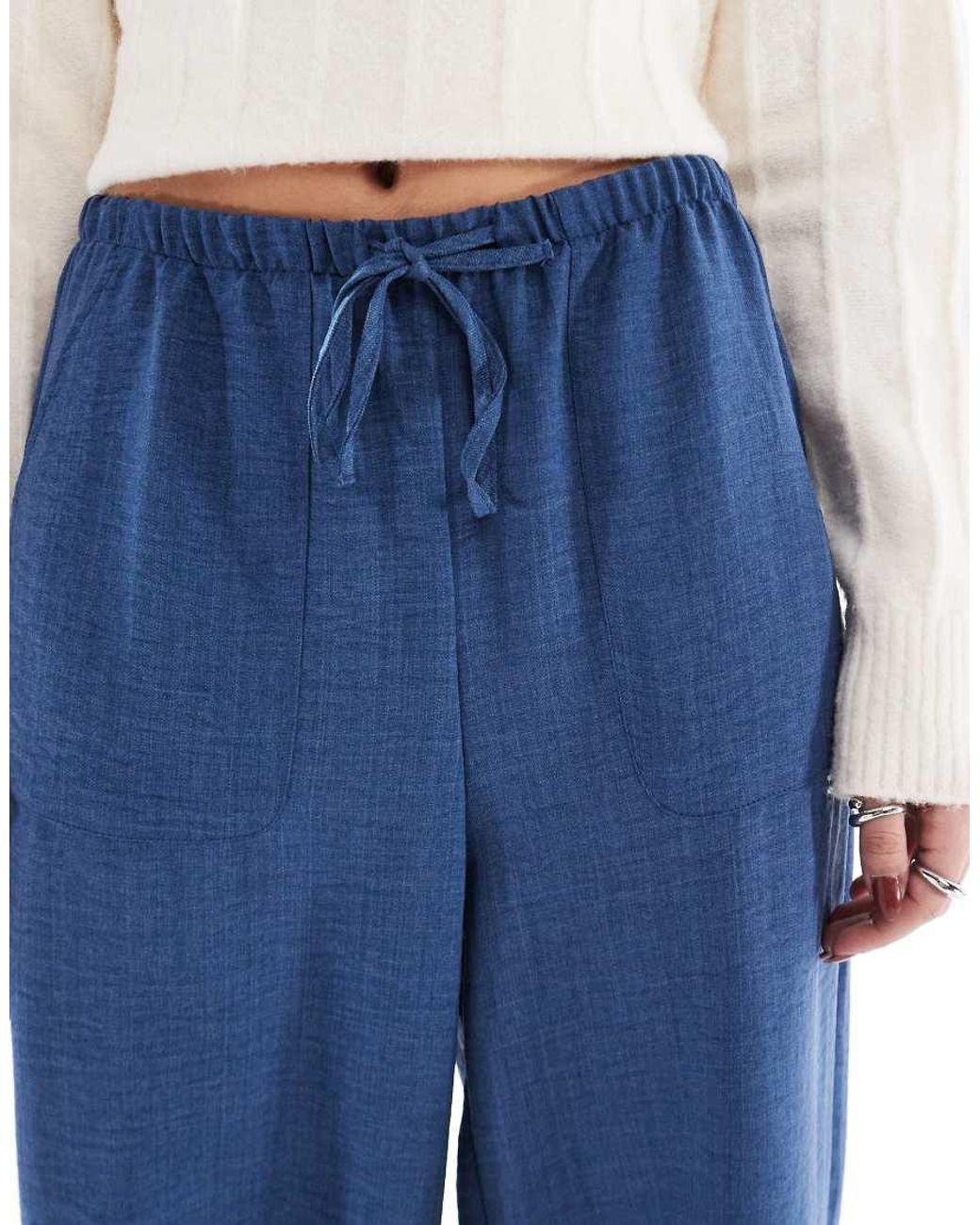 Vero Moda Blue Lightweight Tie Waist Trousers