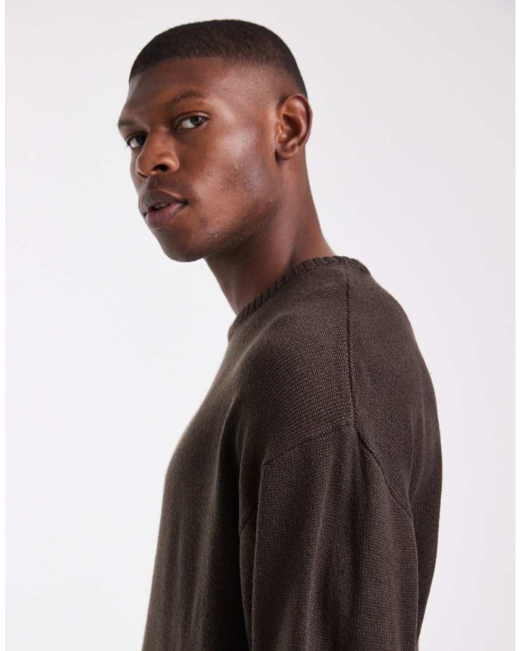 JJ Rebel Black Relaxed Fit Knit Crew Sweater for men