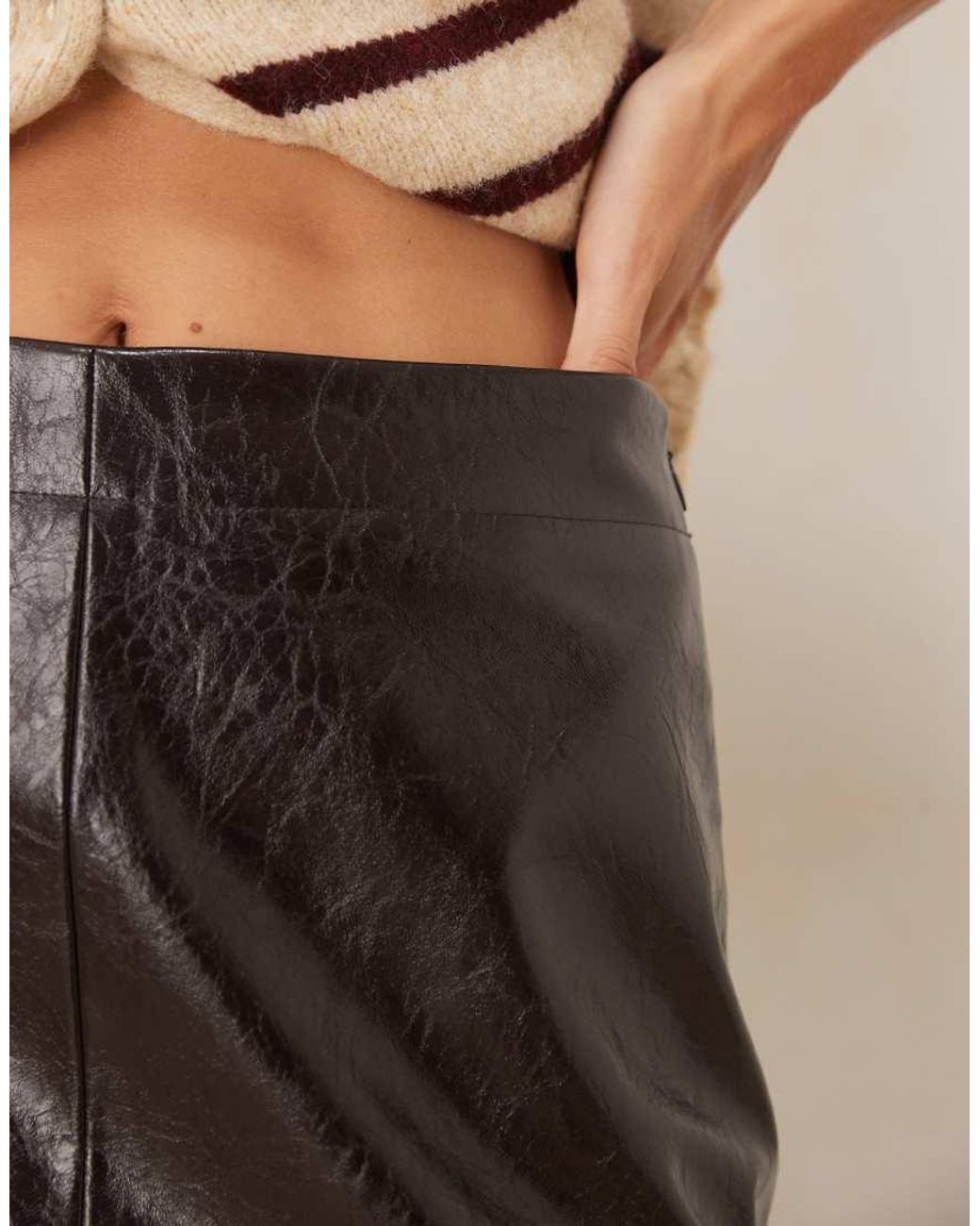 Jdy Natural Faux Leather Textu Mini Skirt