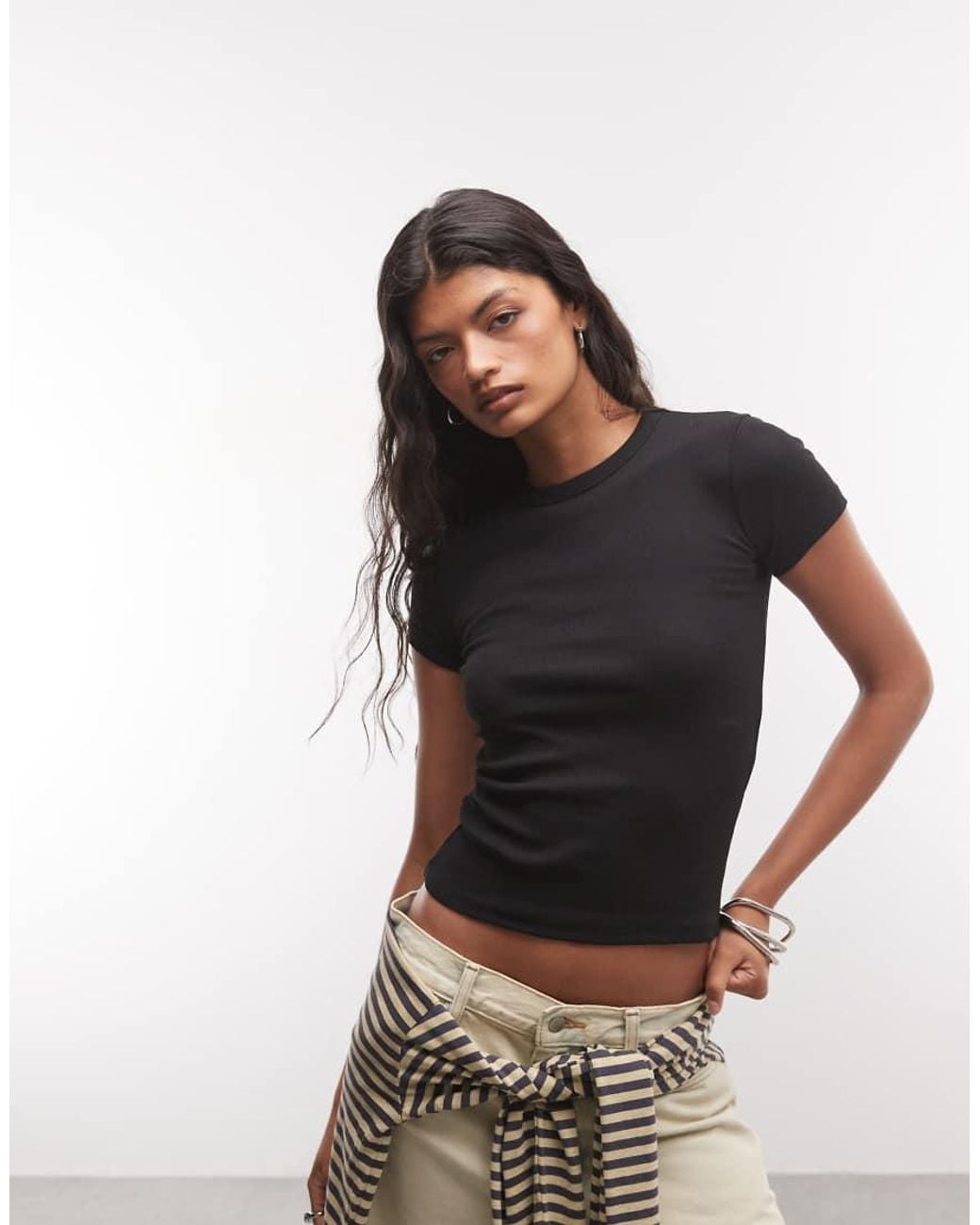 Collusion Black Fitted Backless S/S Top