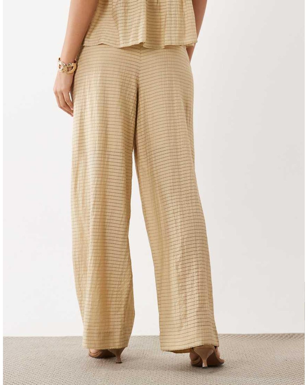 Y.A.S Natural Textured Check Wide Leg Trousers Co-ord