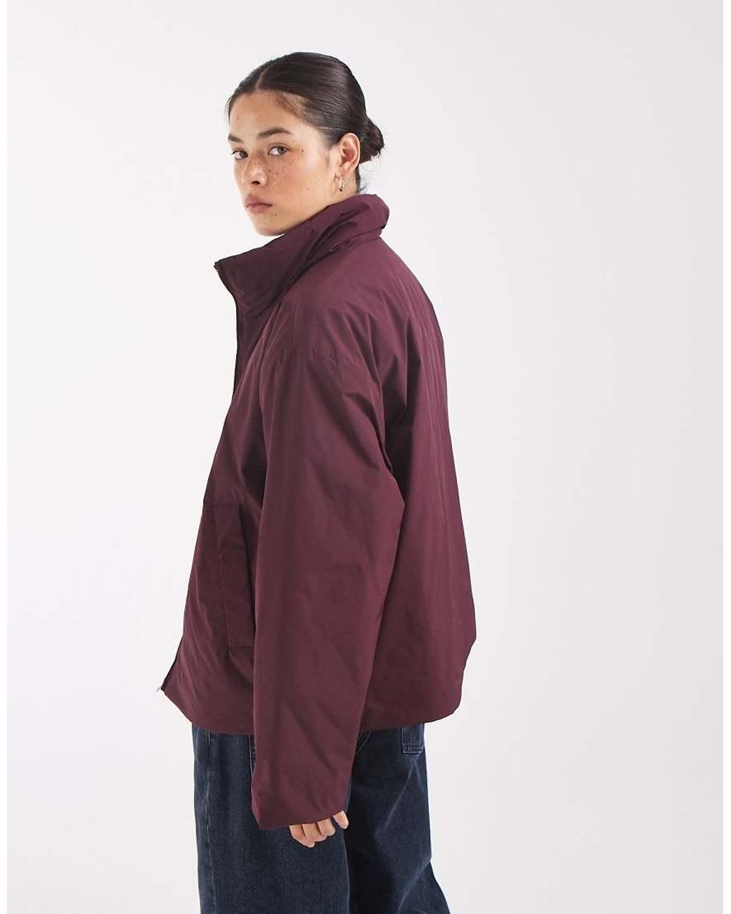 Pieces Purple Funnel Neck Padded Jacket With toggle Trim