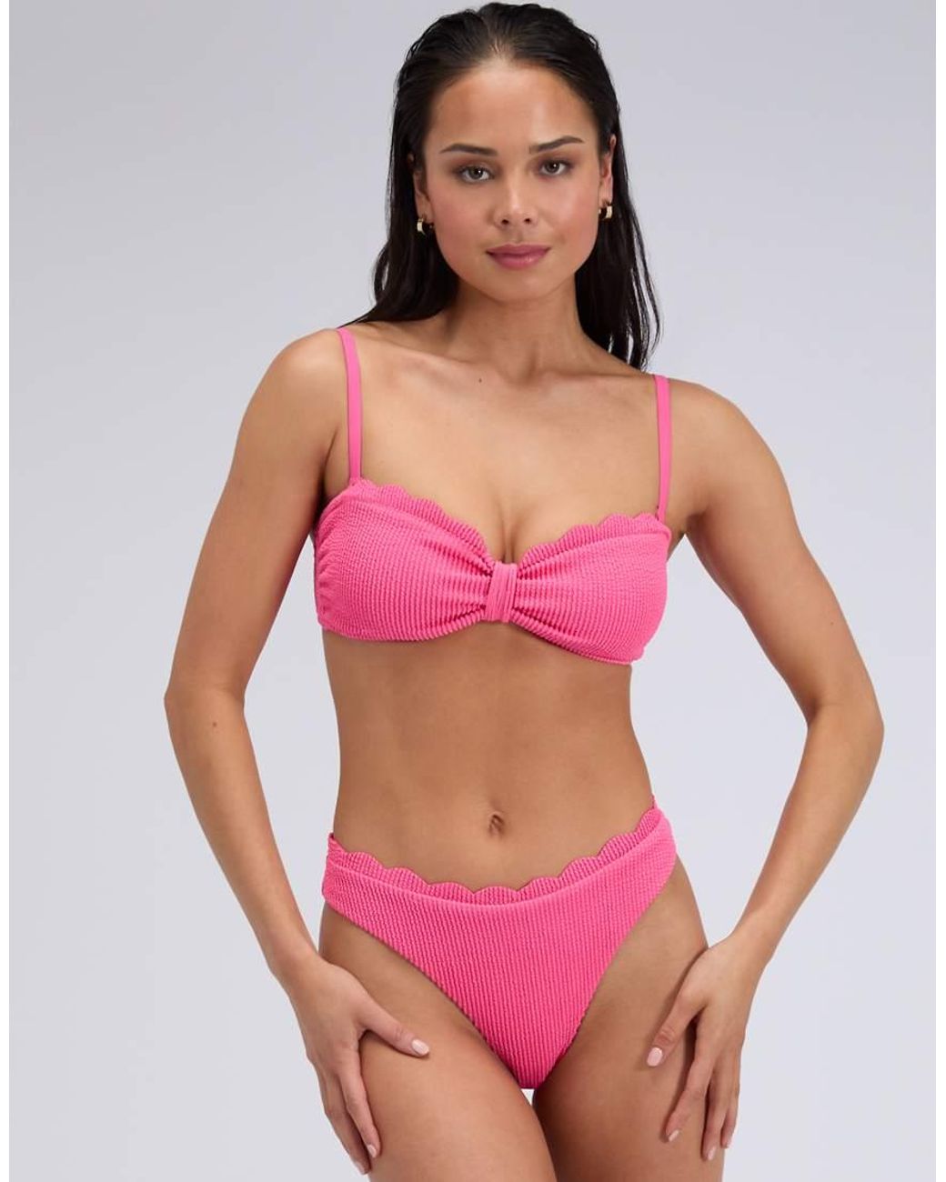 Boux Avenue Red Kiri Scalloped Bandeau Bikini Top Summer Multiway Swimwear