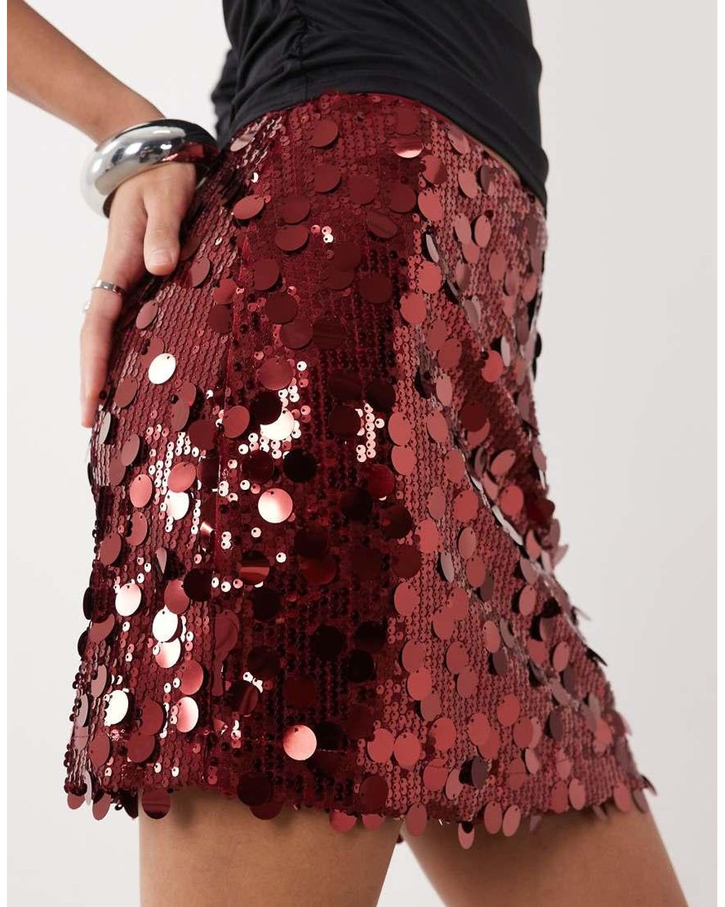 ASOS Red Mixed Sequin Mini Skirt