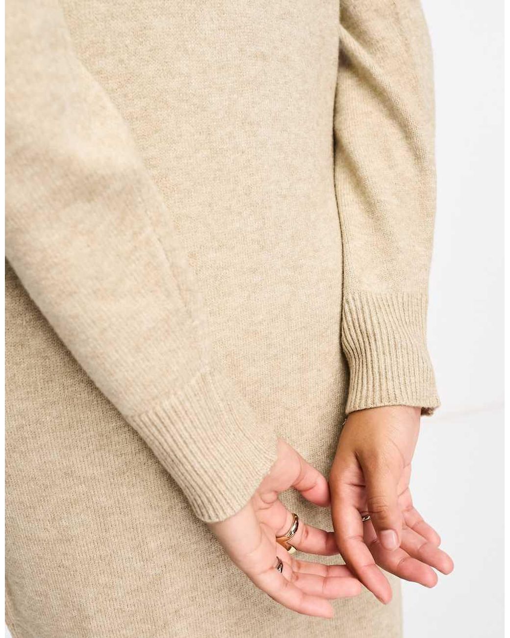 Vila White High Neck Knitted Midi Jumper Dress