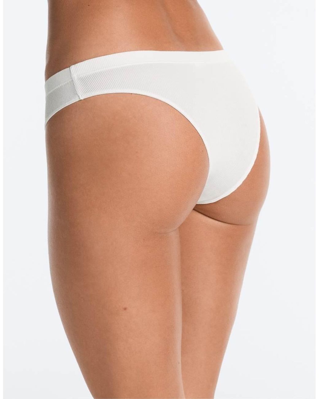 Oysho White 3 Cotton Blend Brazilian Briefs