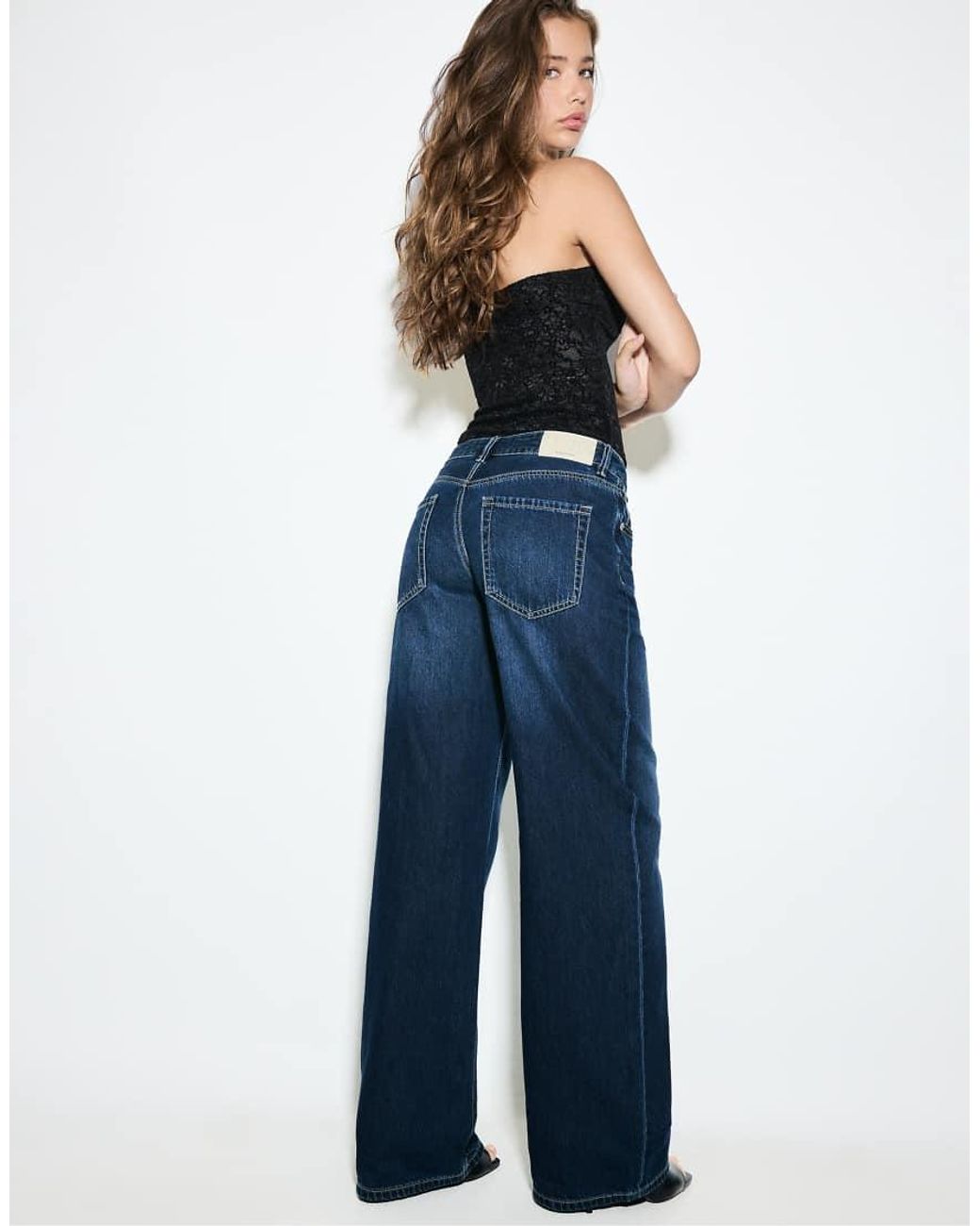 Stradivarius Blue Petite D91 Low Wide-leg Jeans