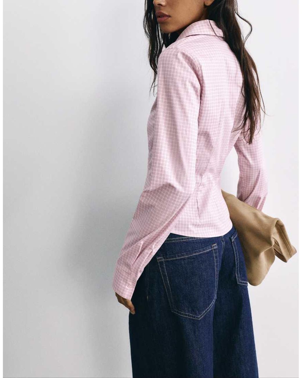 Pull&Bear Pink Fitted Wide-Cuff Shirt