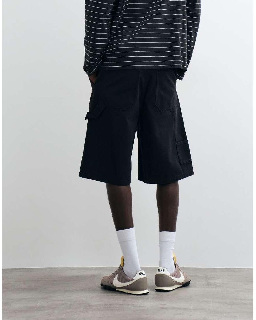 Cotton On Black Super baggy Worker Short for men