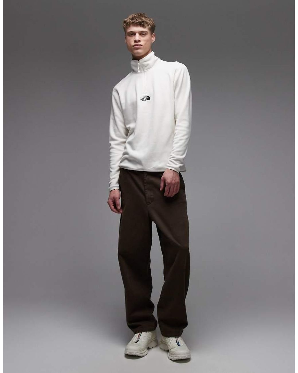 The North Face Gray Glacier Embroidered Logo 1/4 Zip for men