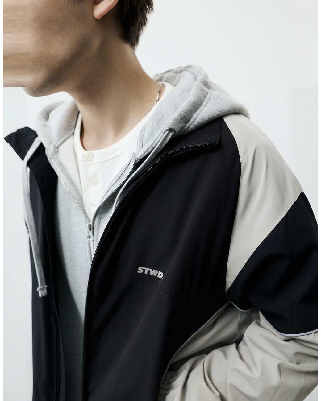 Pull&Bear Black Stwd Panelled Tracksuit Jacket for men