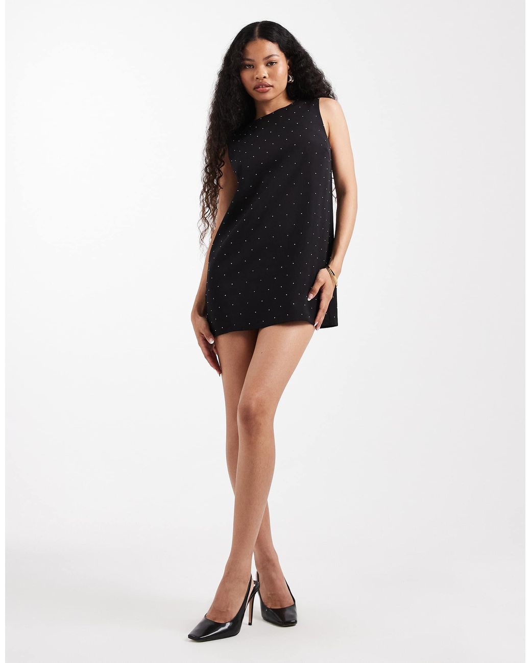 Only Petite Bow Back Detail Rhinestone Mini Dress in Black | Lyst Canada