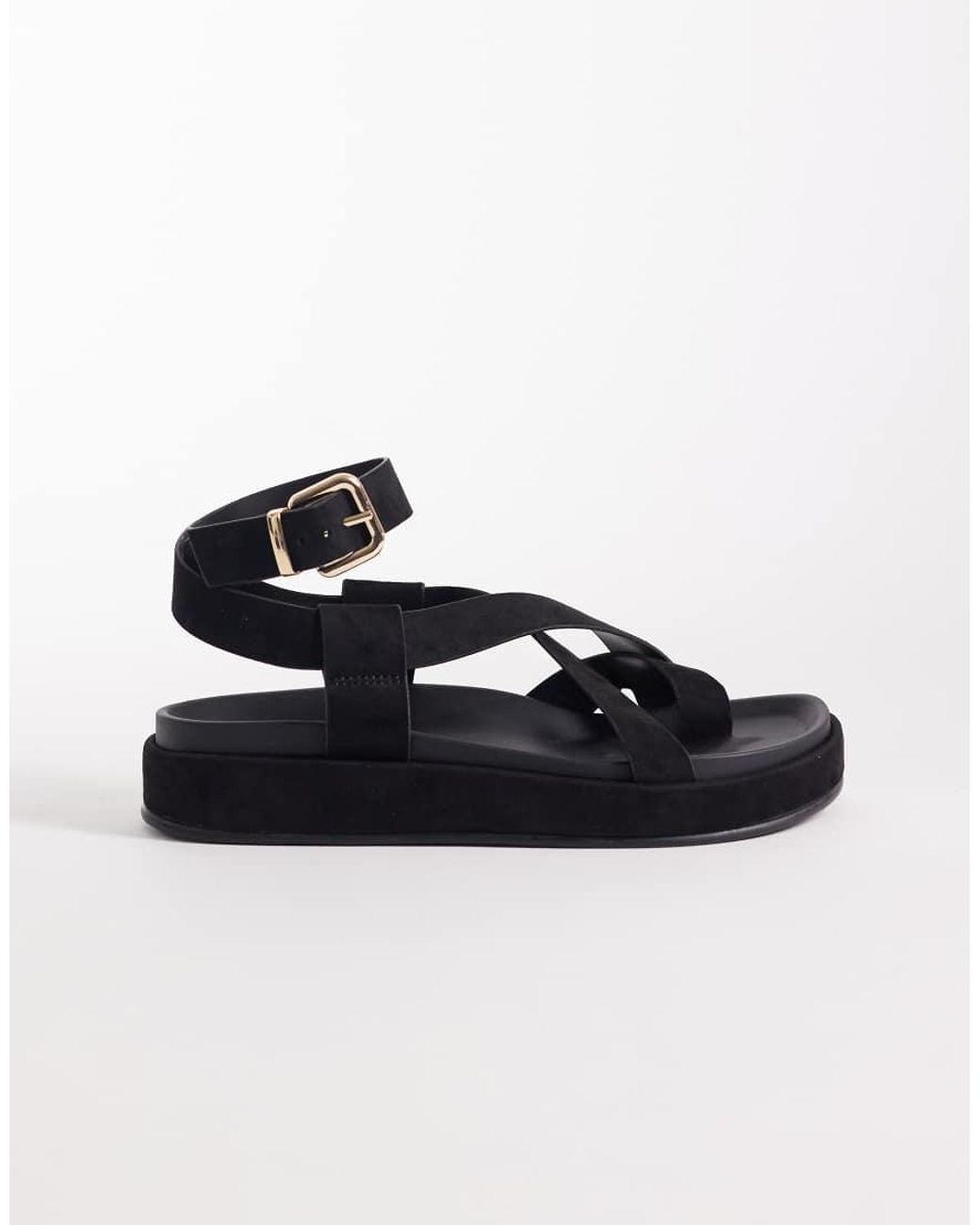 ASOS Faye Cross Strap Footbed Sandal in Black | Lyst UK