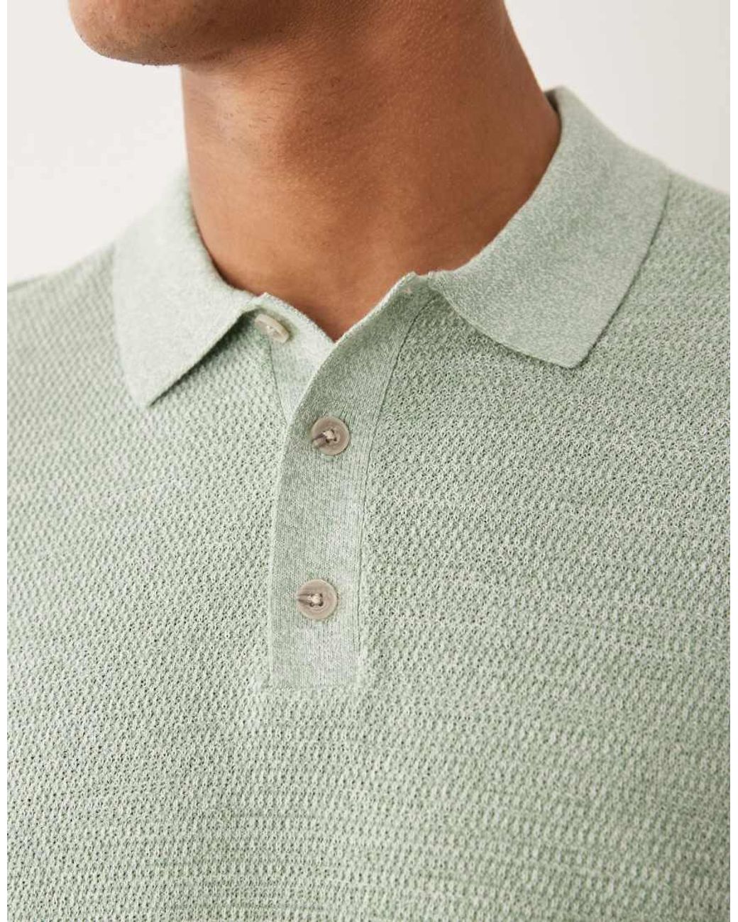 Jack & Jones Green Knitted Polo With Short Sleeves for men
