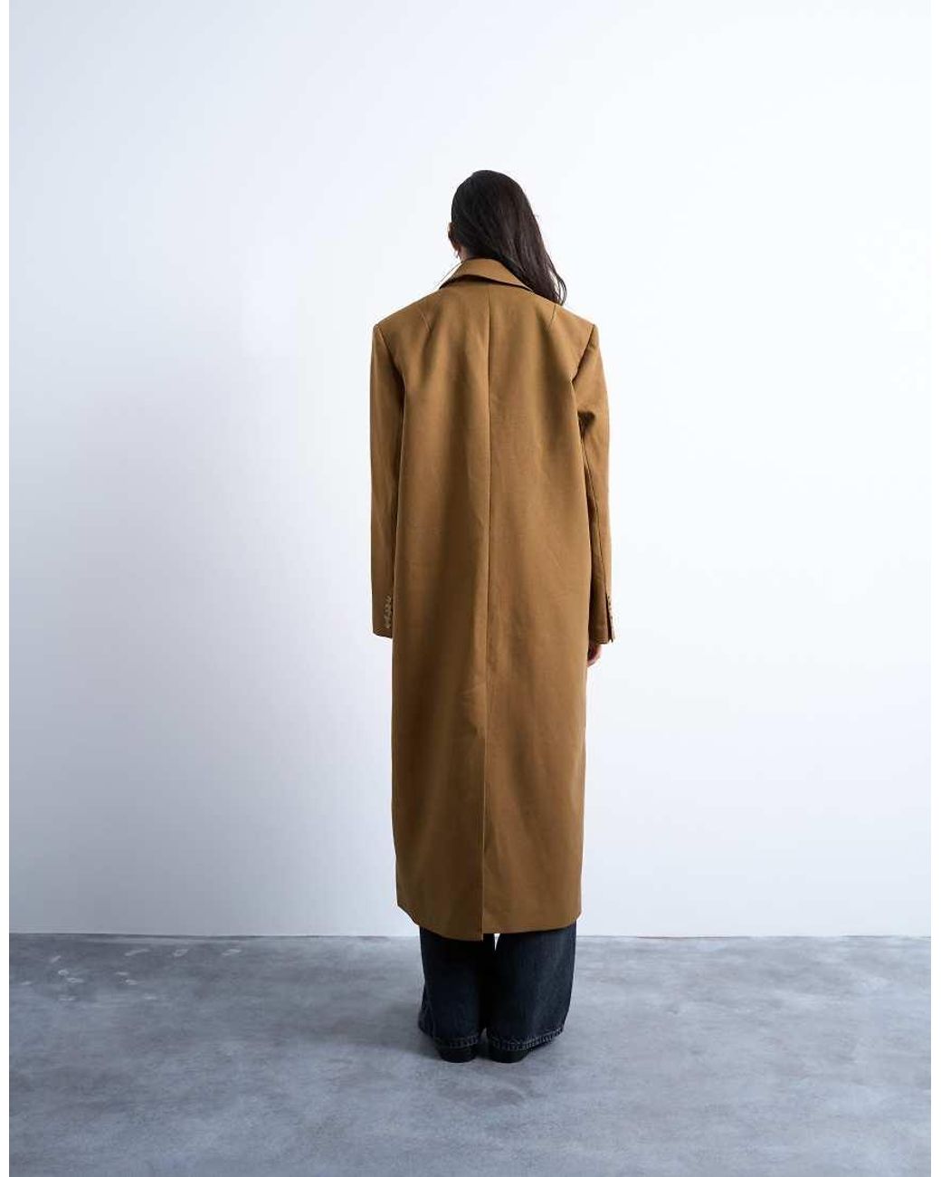 TOPSHOP Brown Chuck On Tailored 6 Button Formal Coat