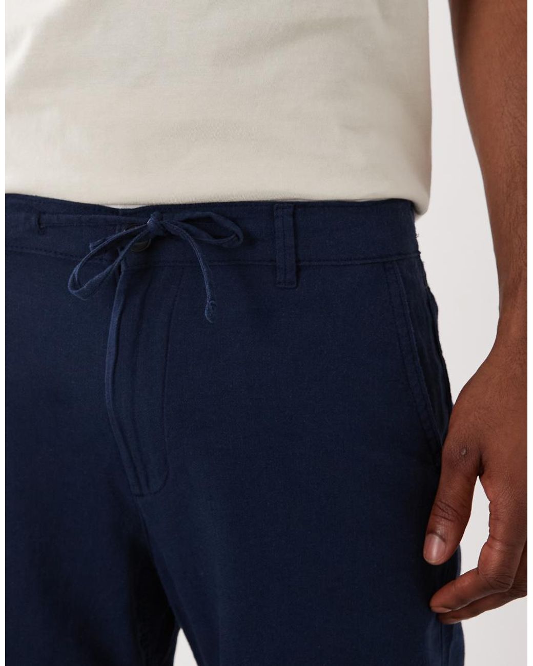 SELECTED Blue Linen Blend Shorts for men