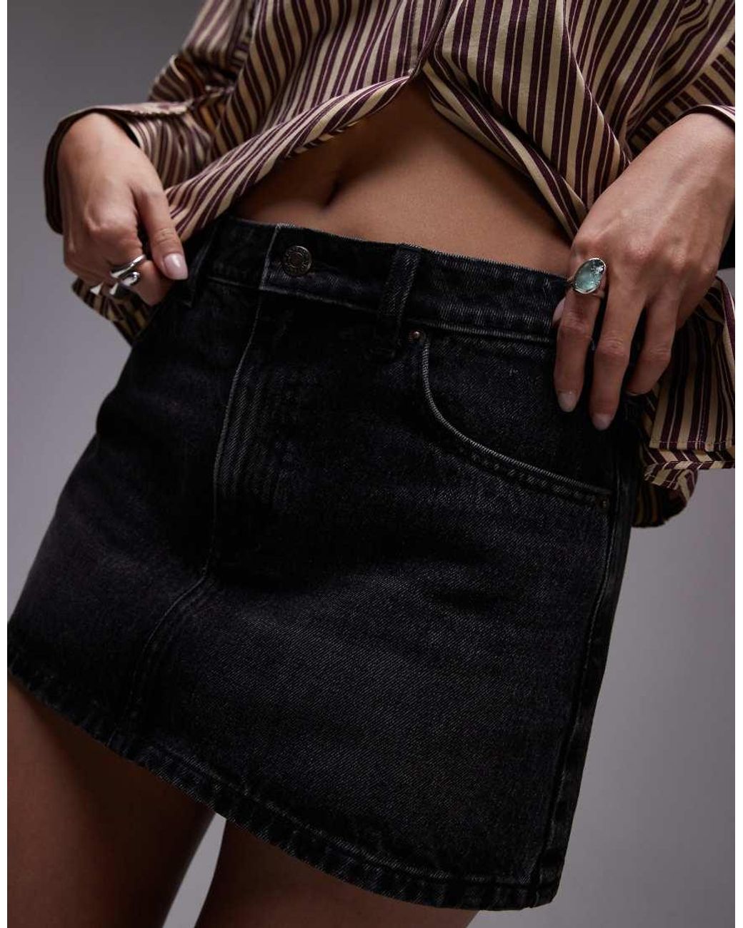 TOPSHOP Blue Denim Pelmet Mini Skirt