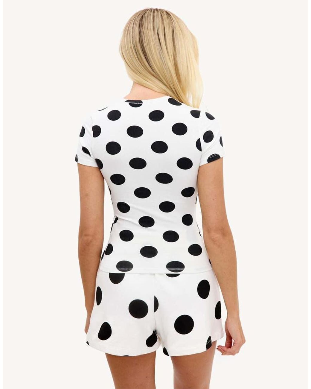 Loavies White Wishing On Clouds Shirt With Polka Dots