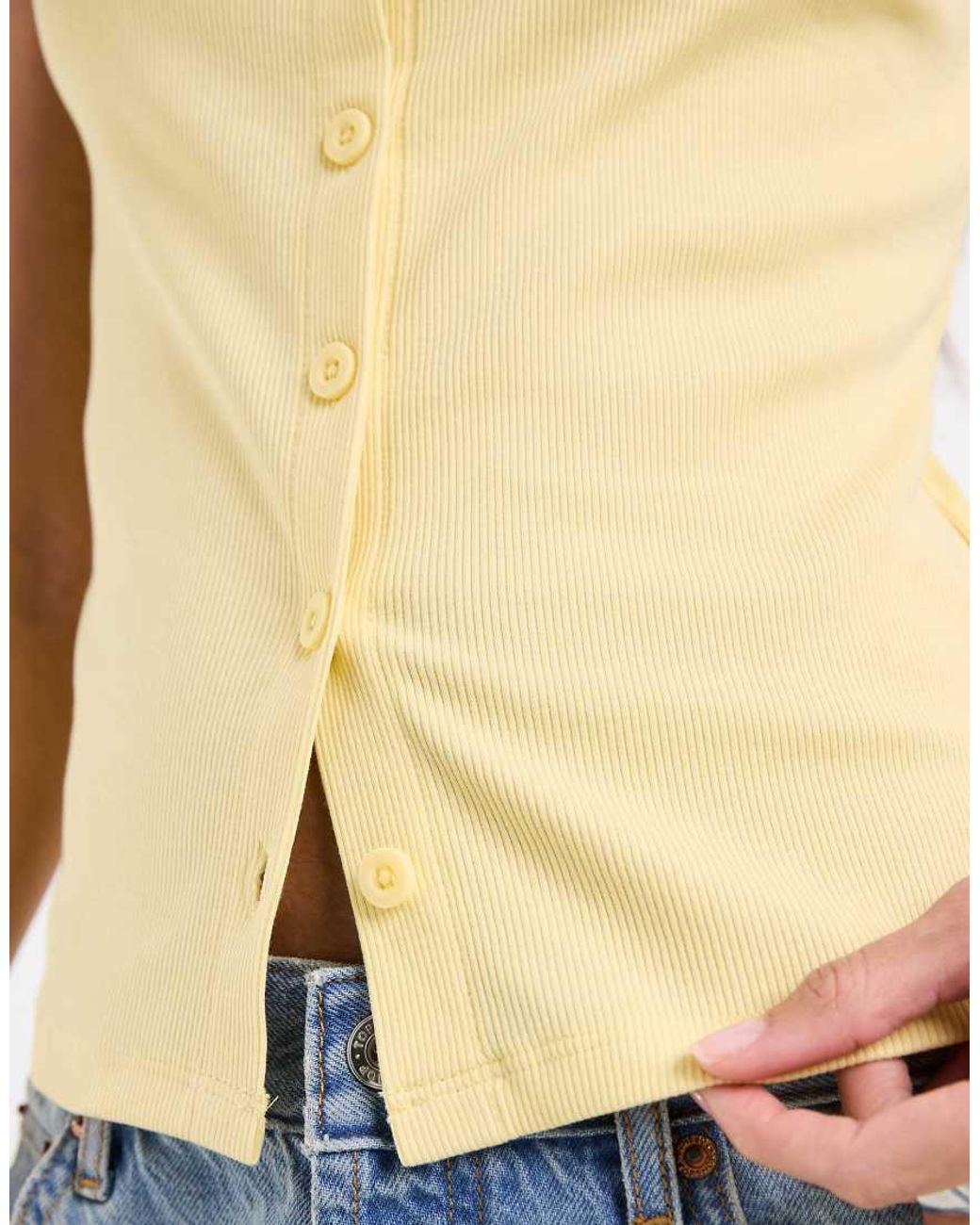 ASOS Blue Button Down Boat Neck Top