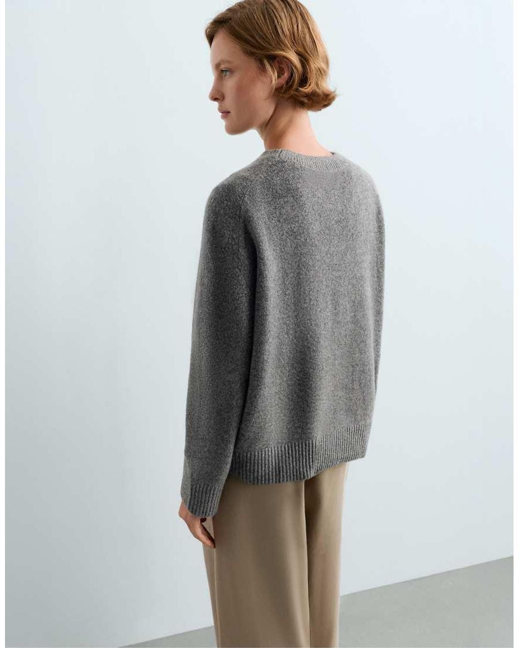 Oysho Gray Knit Round-neck Jumper
