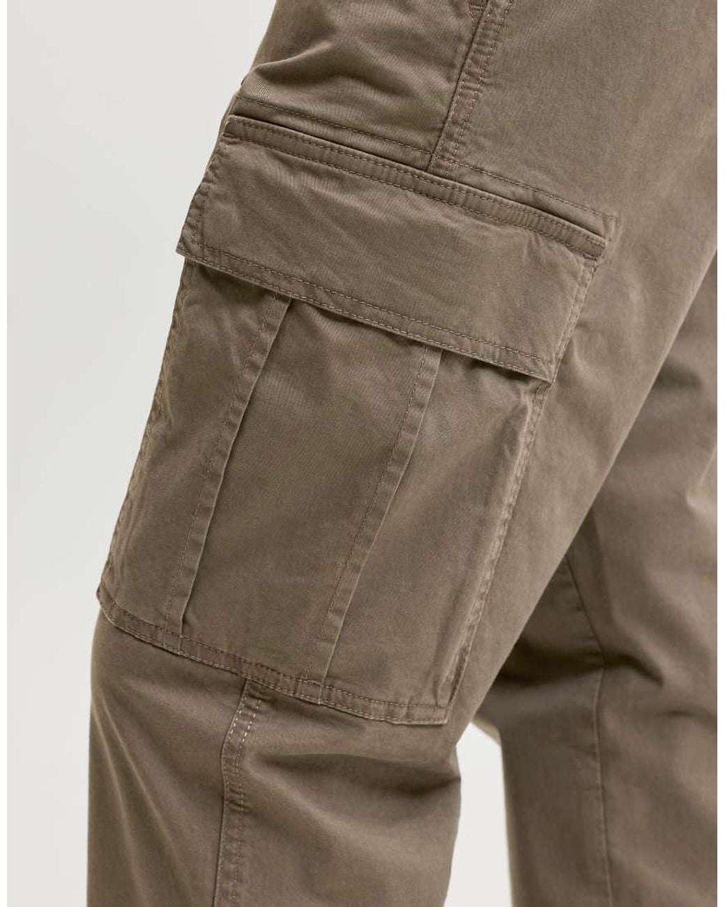 Jack & Jones Natural Kane Mid Waist Relaxed Fit Cargo Trousers for men