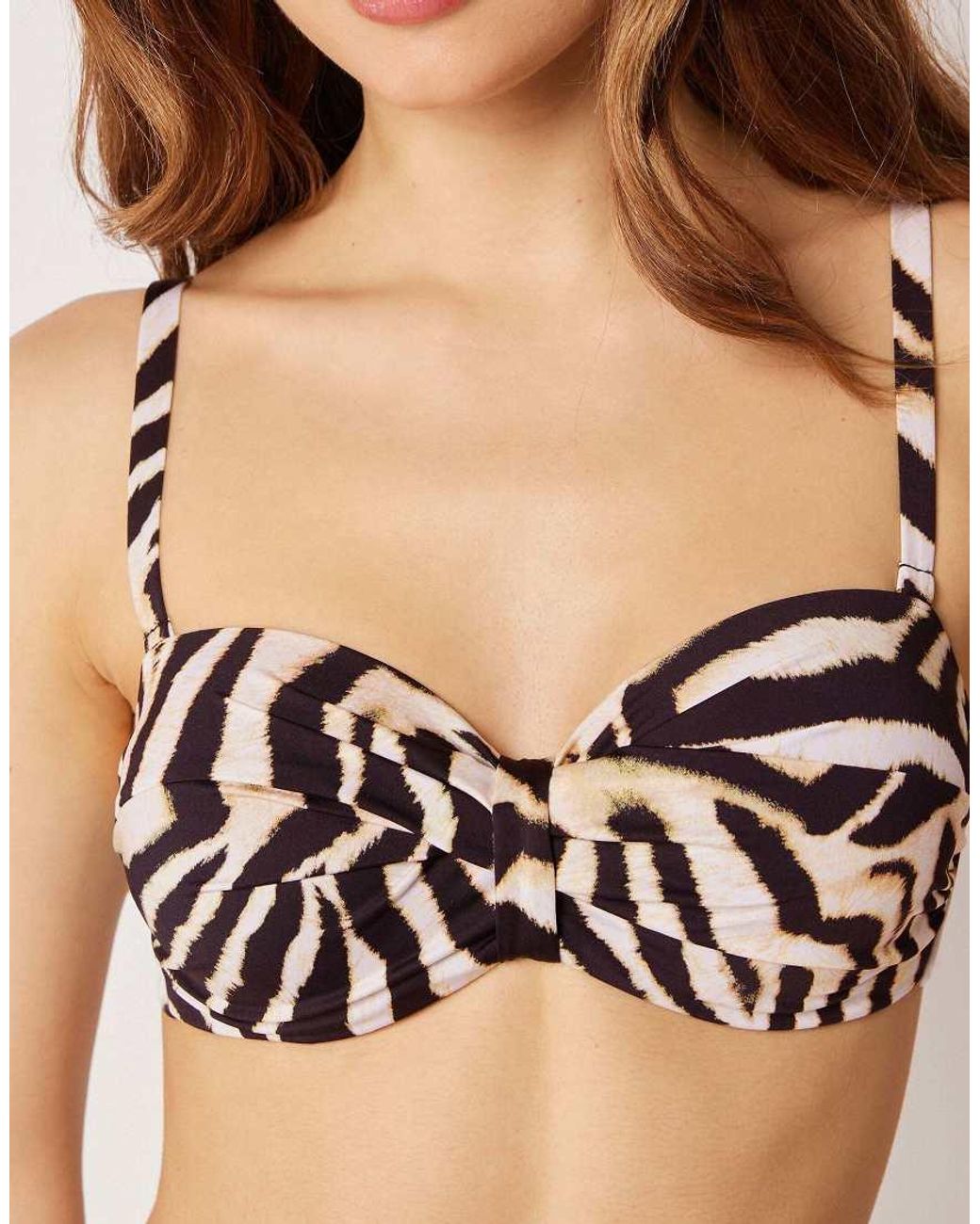 Calzedonia Black Fuller Bust Bandeau Bikini Top Savannah Zebra