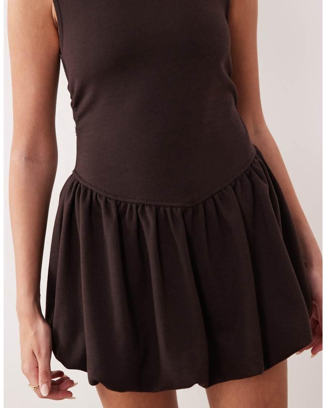 ASOS Brown Interlock Dropped Waist Bubble Hem Mini Dress