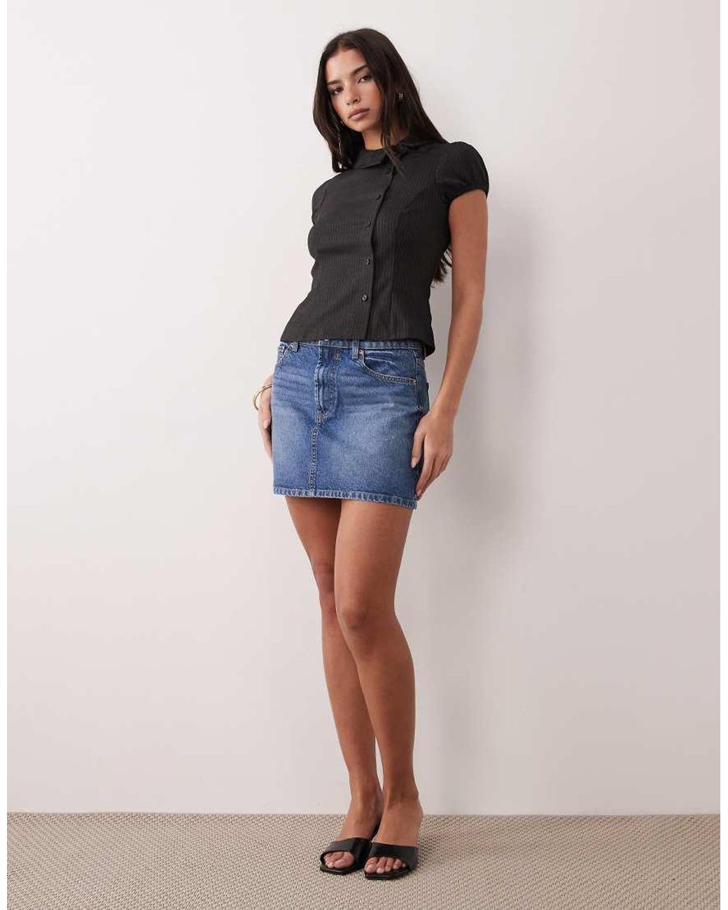 Motel Blue Telese Aysmetric Collared Shirt