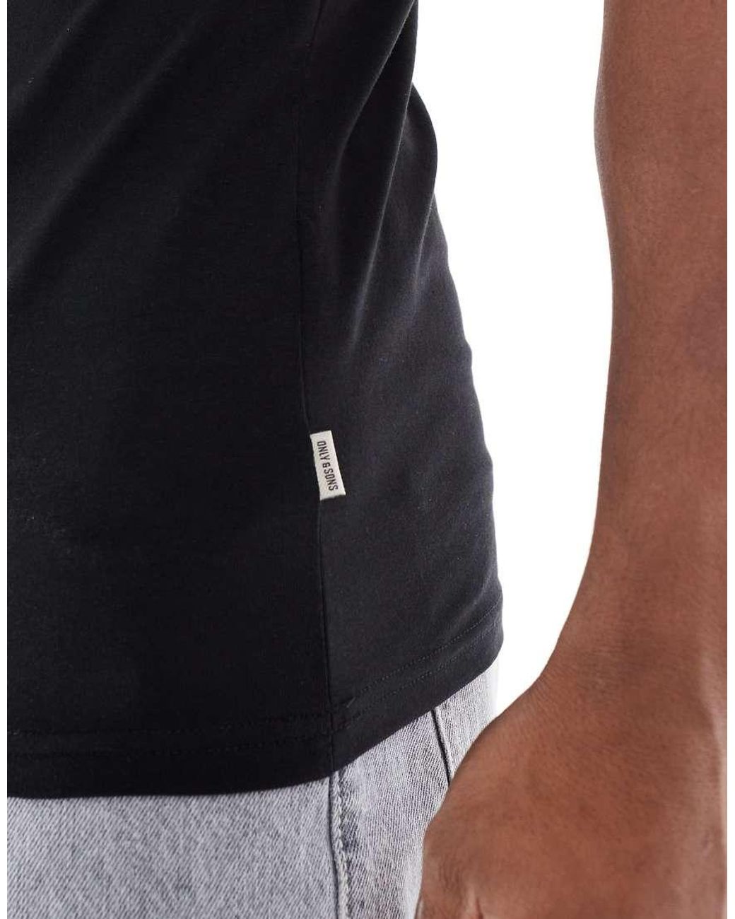 Pack De 2 Camisetas Negras Con Cuello Redondo De Only & Sons de hombre de color Black