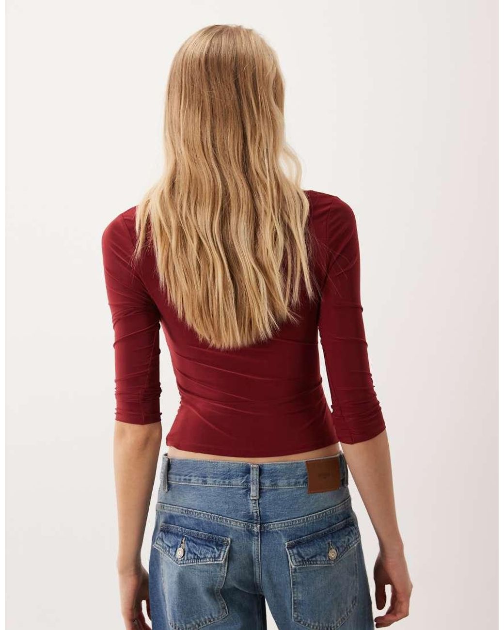 Miss Selfridge Red Wrap Top