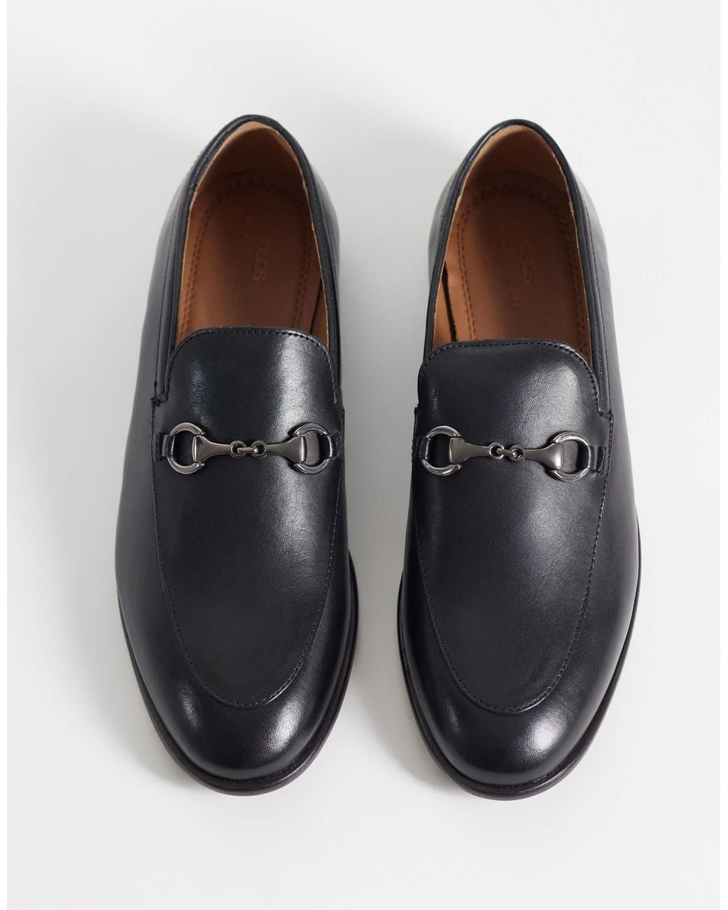 ASOS Black Slim Loafers With Snaffle for men