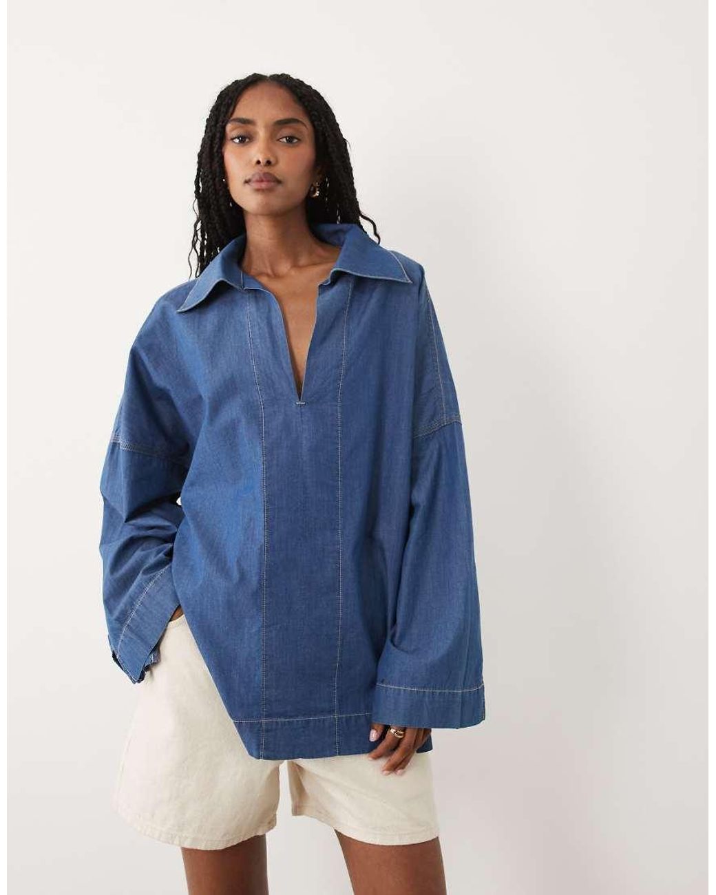 ARKET Blue Long Sleeve Denim Sailor Shirt