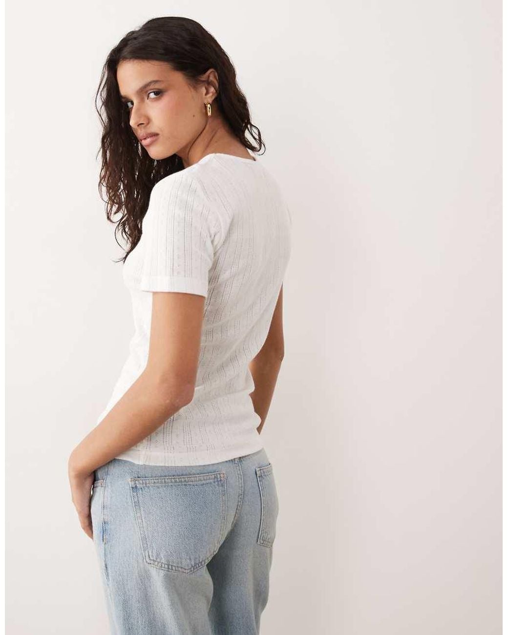 Jdy White Pointelle T-shirt