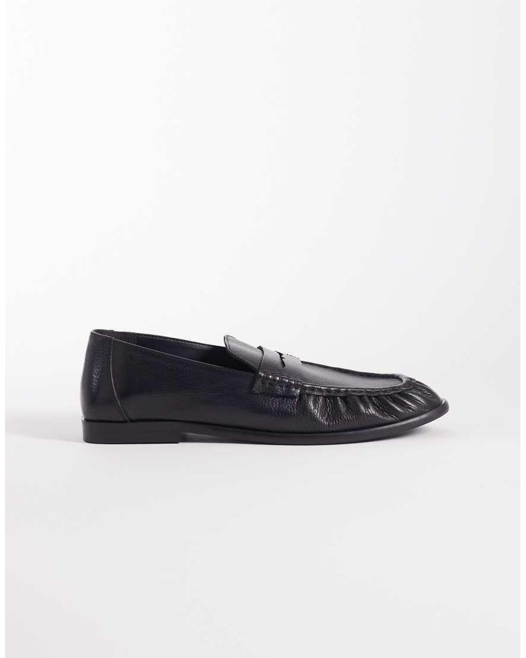 ASOS Black Penny Loafer With Ruching for men