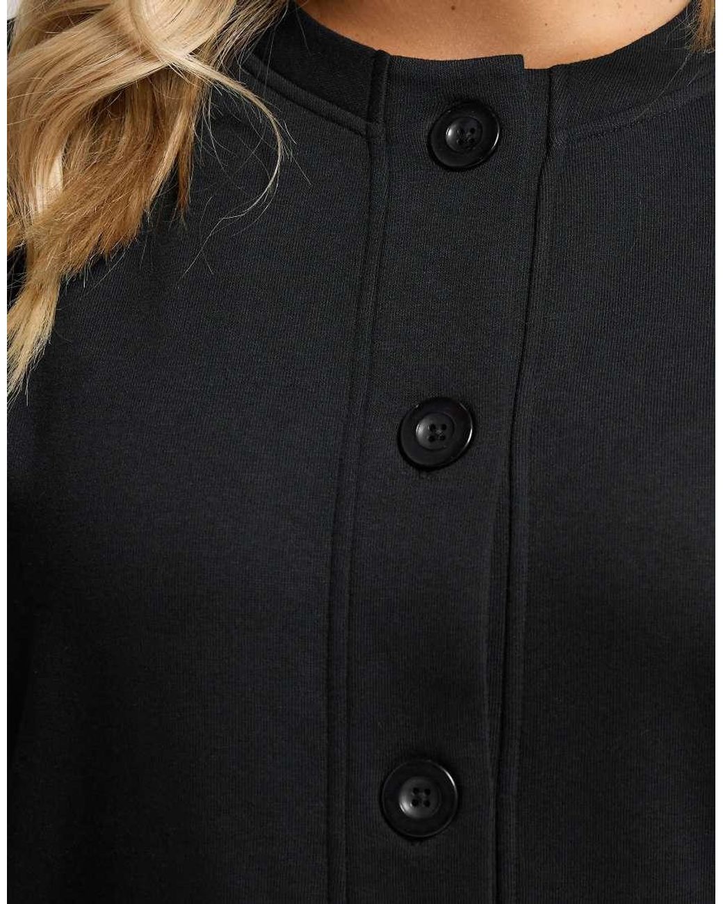 Yours Clothing Black Jersey Button Cardigan