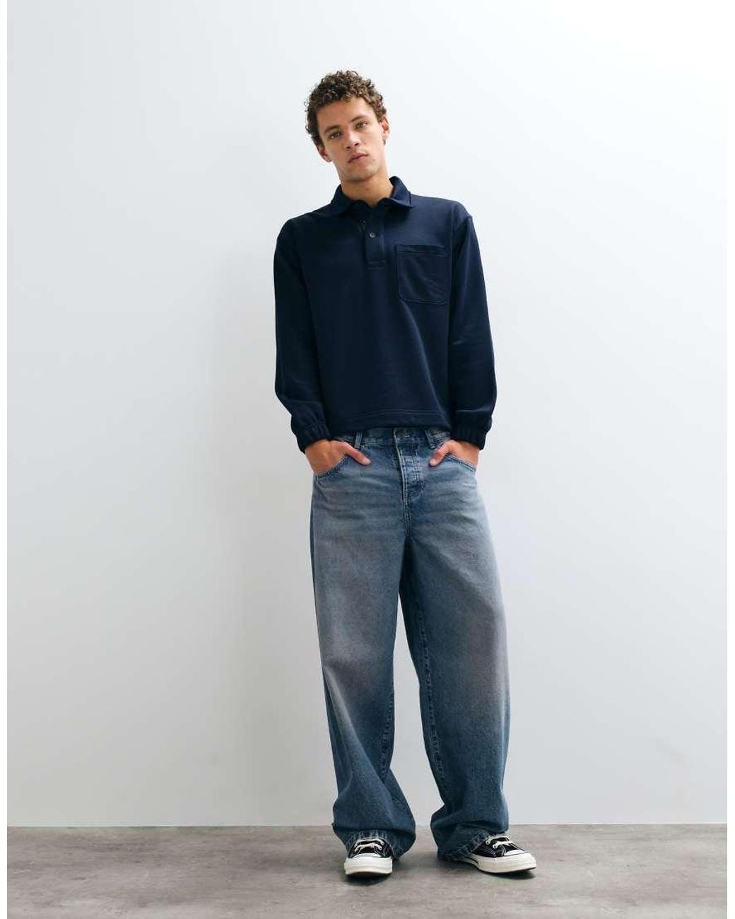 Lacoste Blue Embroidered Detail Gathered Sweatshirt for men
