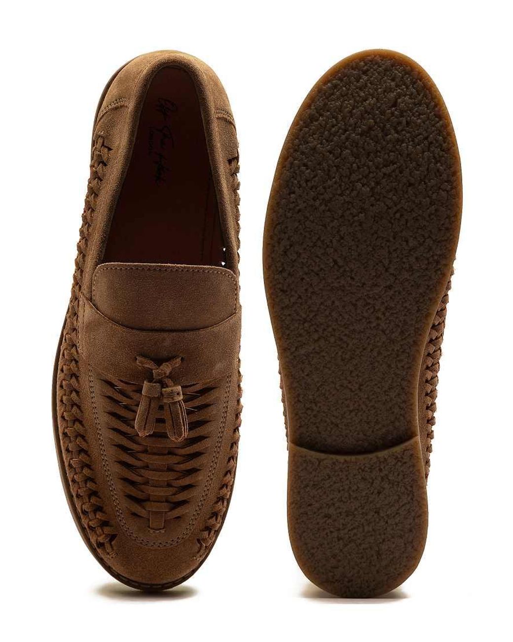 OFF THE HOOK Brown 'Tiger' Loafer Tassel Casual Slip-On Leather Shoes for men