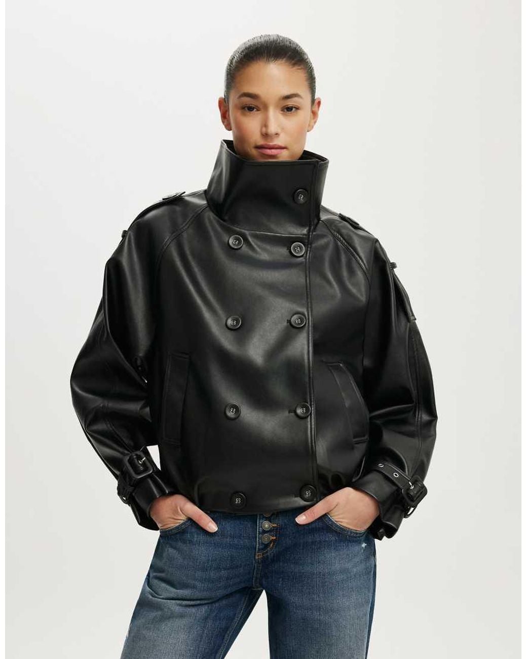 Cotton On Blue Porter Cropped Trench
