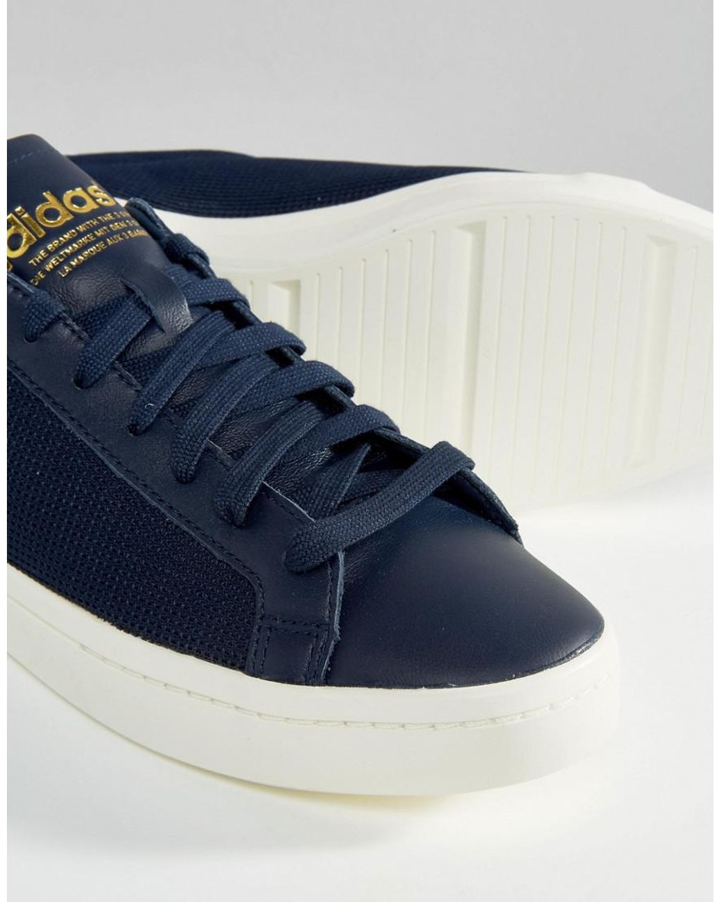 adidas Originals Leather Court Vantage Trainers In Navy S76197 in Blue for  Men | Lyst