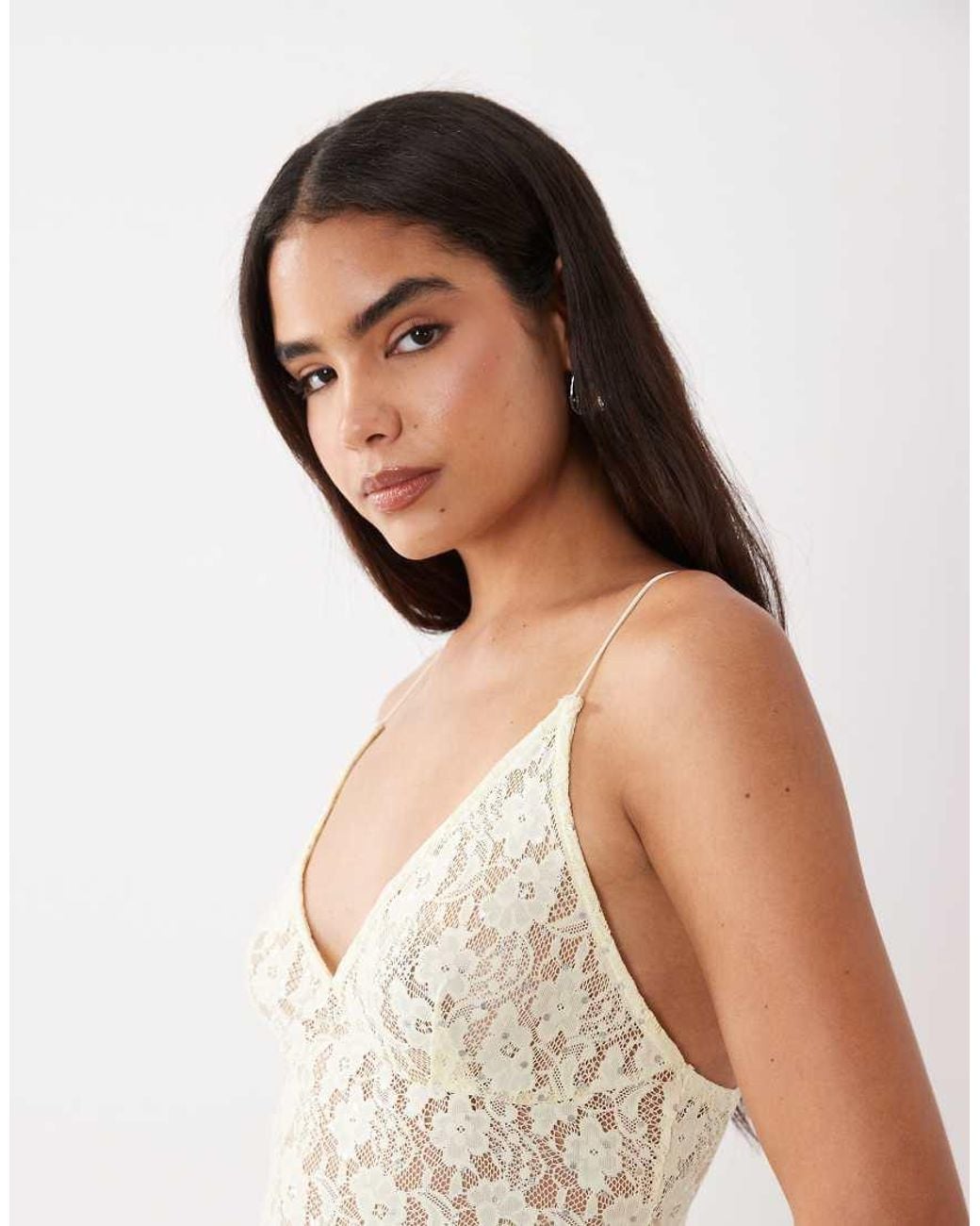ASOS White Foil Sheer Lace Maxi Dress