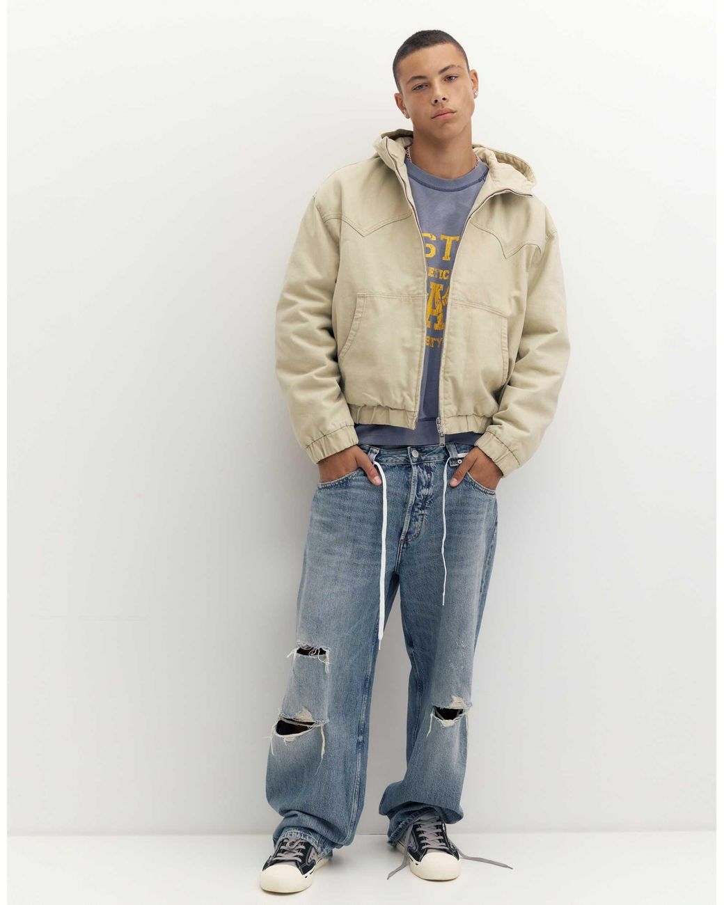 Bomber à capuche sable Pull&Bear pour homme en coloris Natural