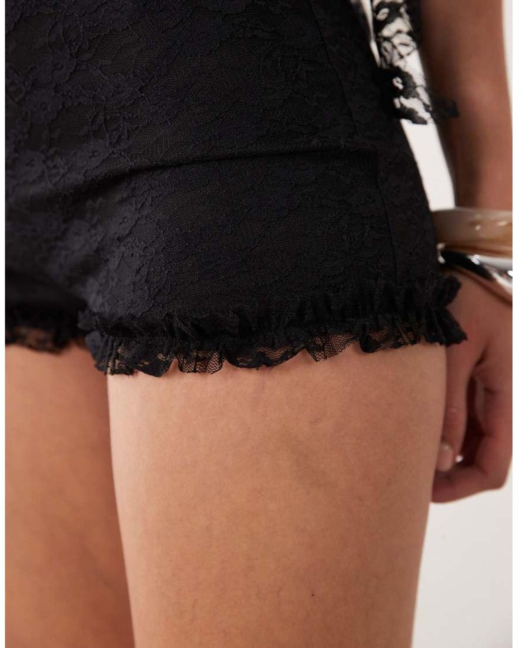 Miss Selfridge Black Lace Mini Short Co-Ord