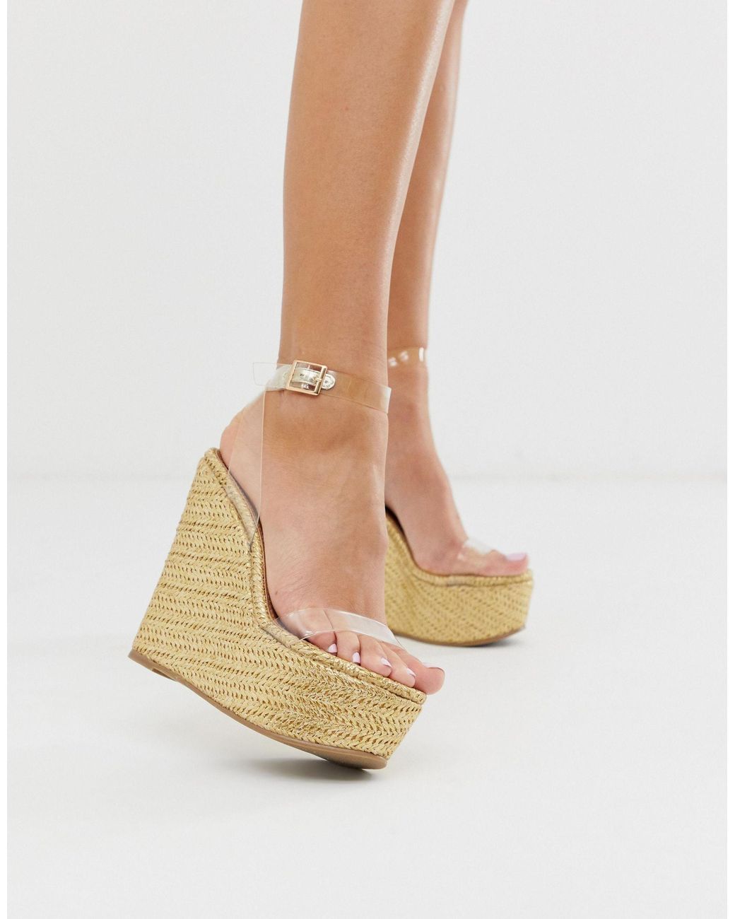 Clear wedges with ankle strap sales