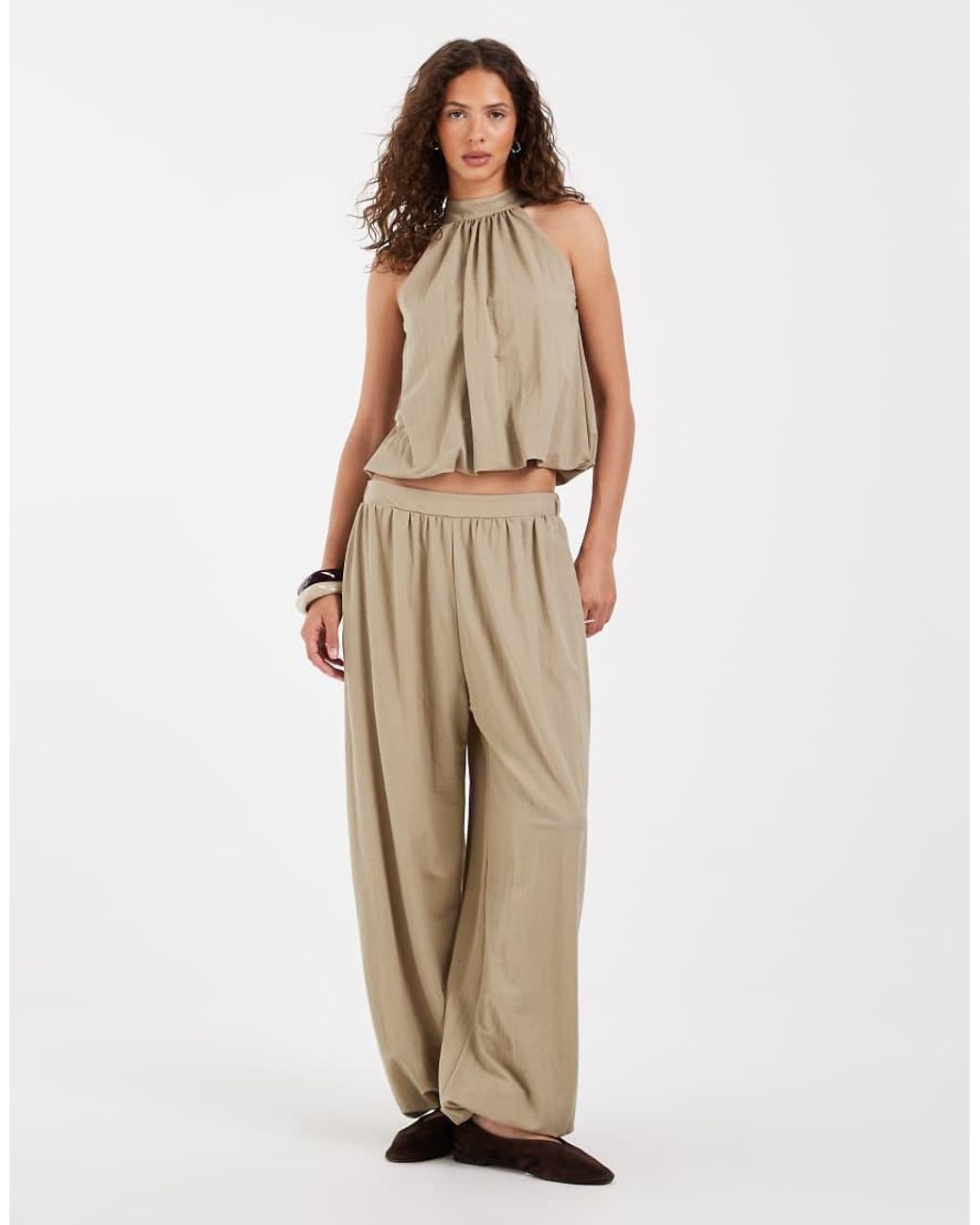 River Island Natural Linen-look Bubble Top