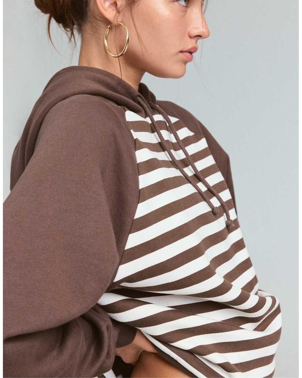 Stradivarius Brown Striped Hoodie