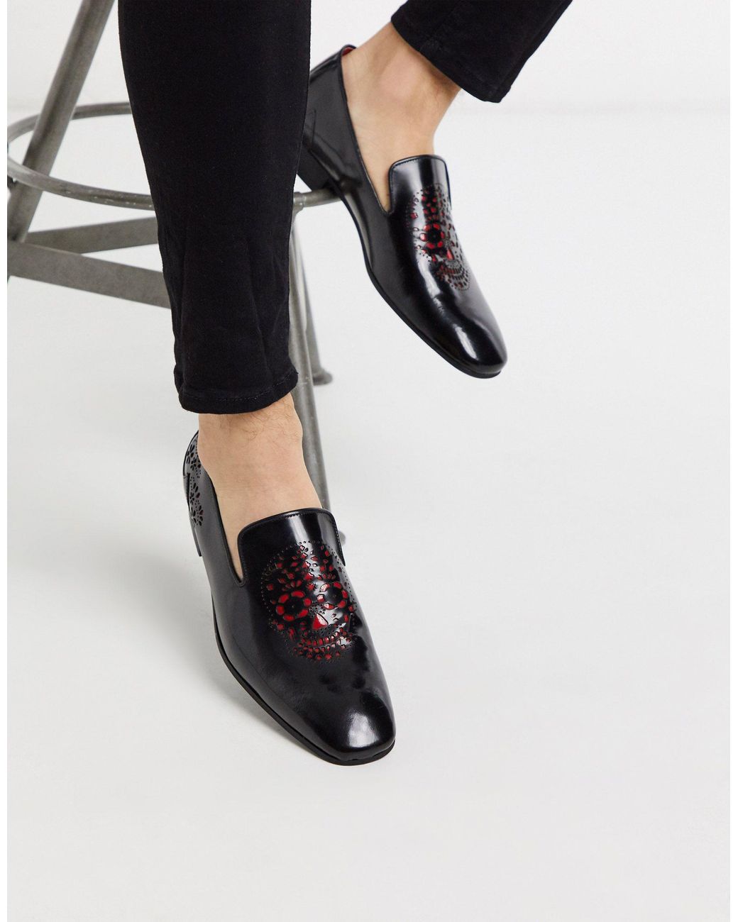 Jeffery West Jung Loafers With Red Skull in Black for Men Lyst UK